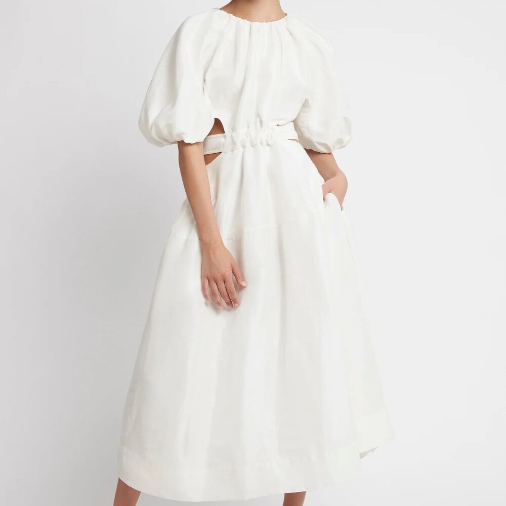 NWT Aje Mimosa Cut Out Midi Dress Ivory 14